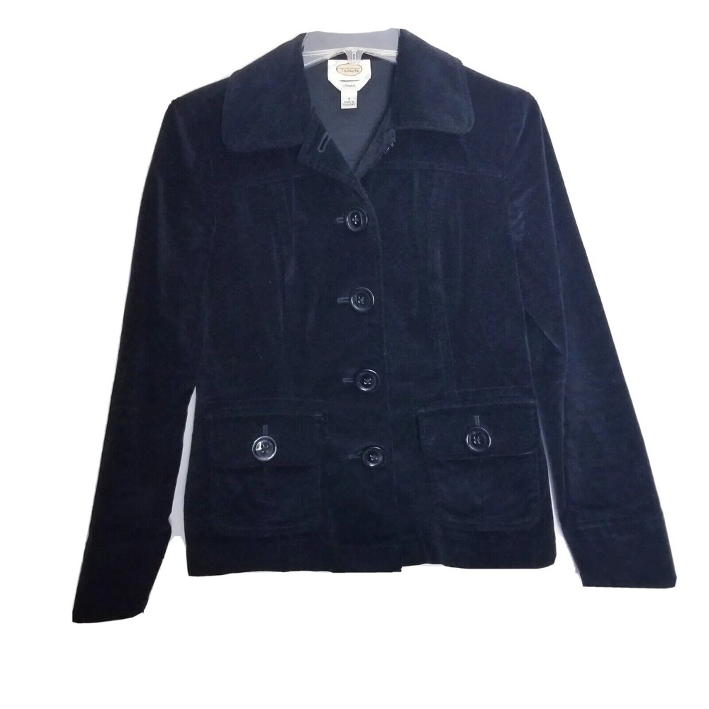 Talbots Black Velveteen Blazer Jacket Women Size 4